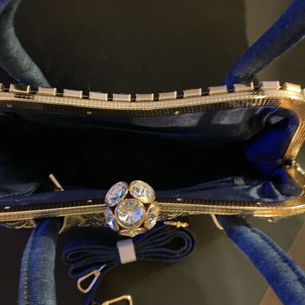 Elegant Blue and Gold Women's Handbag
